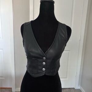 Olivaceous Black Faux Leather Vest